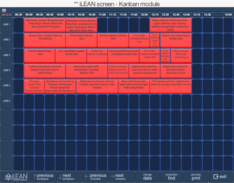 iLEAN screen - touchscreen Kanban module